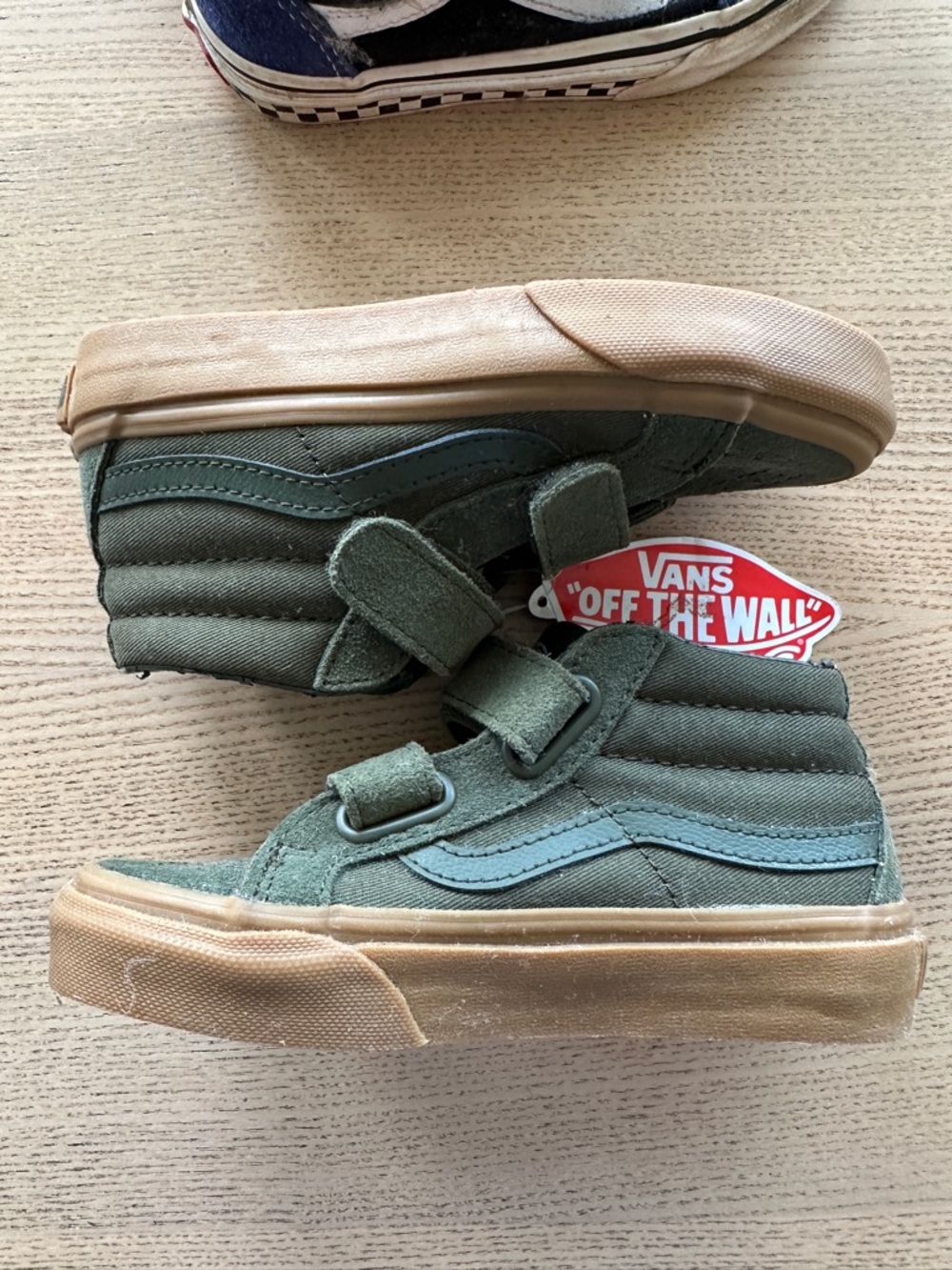 Vans Kids Olive Green High-Top Sneakers with Gum Sole